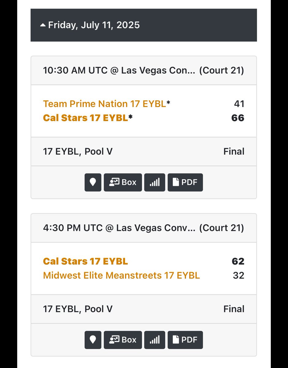 Cal Stars 17 EYBL with a great start in  Vegas! #onetwostars