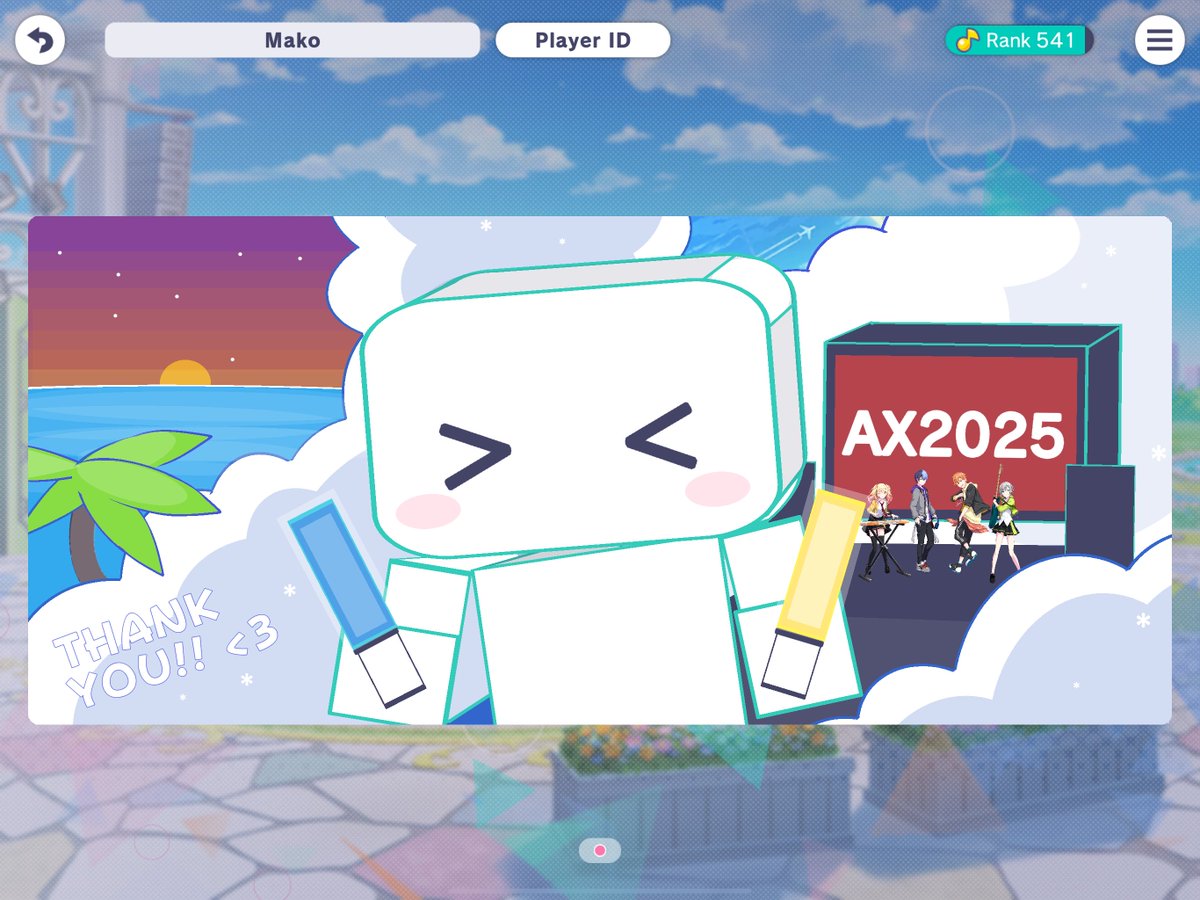 makieruu's tweet image. I had a such a fun, exciting time in California and at AX this year, so I wanted to try and capture that feeling in this profile!! So grateful for getting the opportunity to attend the proseka panel and to see the VAs for some of my faves in person 💖 #CSTAXProfile25 #AX25CST