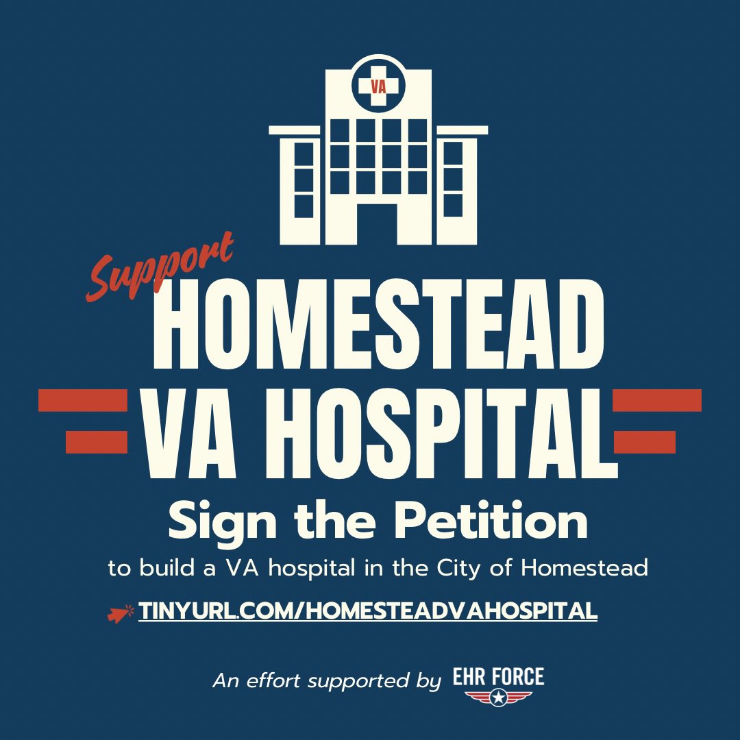 Ehr Force 🇺🇸 (@ehrforce) on Twitter photo We proudly supports Homestead Commissioner Tom Davis in his fight to bring a VA Hospital to #Homestead.
📍Live in Miami-Dade or Monroe County? Sign the petition—we’ll deliver it to you.
📩 Or email Commissioner Davis directly: TDavis@homesteadfl.gov
#Veterans We proudly supports Homestead Commissioner Tom Davis in his fight to bring a VA Hospital to #Homestead.
📍Live in Miami-Dade or Monroe County? Sign the petition—we’ll deliver it to you.
📩 Or email Commissioner Davis directly: TDavis@homesteadfl.gov
#Veterans