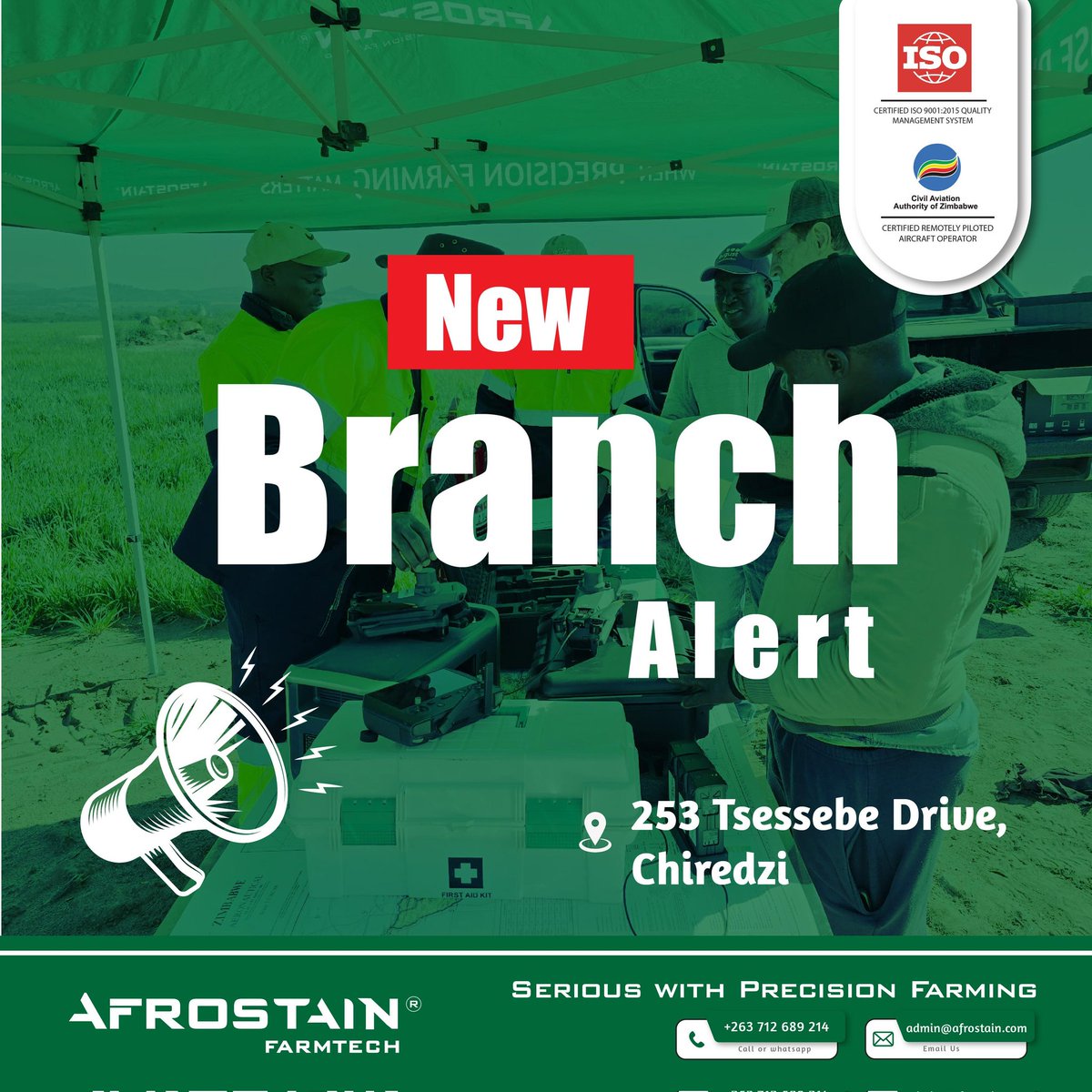 𝗠𝗲𝗲𝘁 𝗼𝘂𝗿 𝗡𝗲𝘄 𝗕𝗿𝗮𝗻𝗰𝗵 𝗶𝗻 𝗖𝗵𝗶𝗿𝗲𝗱𝘇𝗶🤝

We are pleased to announce the opening of our new branch &amp; business offices in  Chiredzi...

Committed to providing you with a water-tied &amp; comprehensive suite of precision farming essentials,

From aerial mapping &amp;