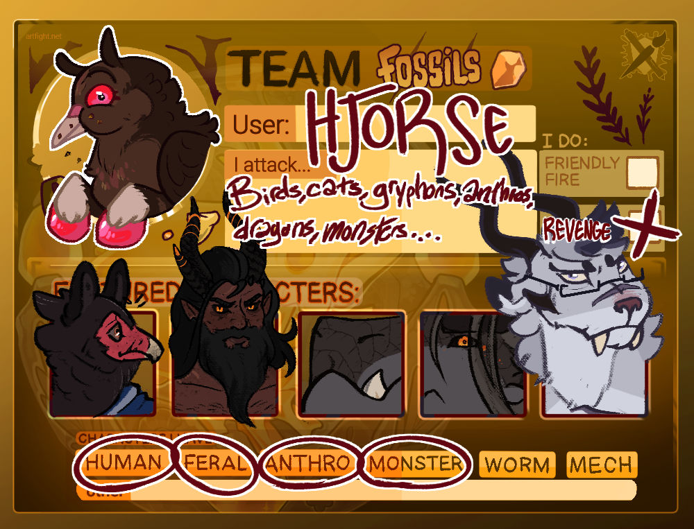 JuniperCreature's tweet image. No longer active on Twitter, but just a heads up that I'm doing Art Fight again this year! My art is getting posted to the butterfly site. My battle ratio is crazy right now at ~86%
artfight.net/~Hjorse