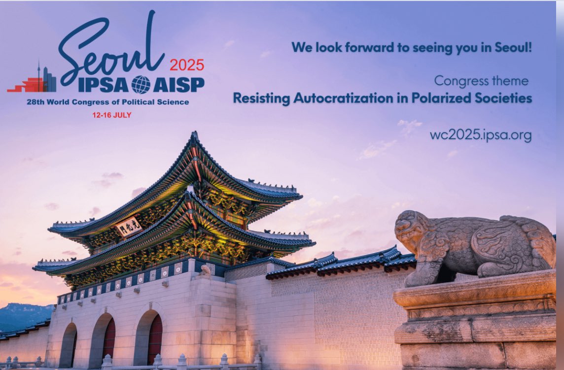 Attending the IPSA World Congress of Political Science in Seoul, South Korea. 🇰🇷 Super excited to participate and ready for a week of insightful discussions, catch ups and new connections!