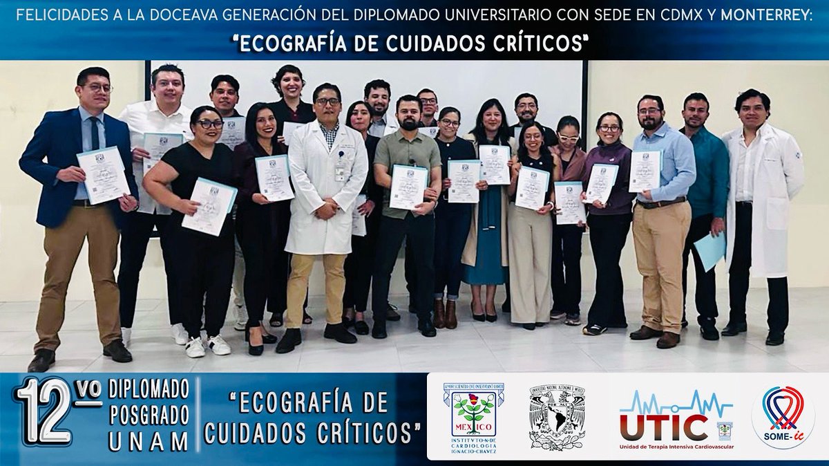 ¡Felicidades a los graduados del mejor diplomado de ecografía de cuidados críticos de LATAM! Continuamos capacitando médicos y fomentando el adecuado uso del la USG crítica. <a href="/Garedg23/">Edgar GC</a> <a href="/SOME_IC/">SOME-IC</a> <a href="/EcoCriticoMex/">ECOCritico México</a>