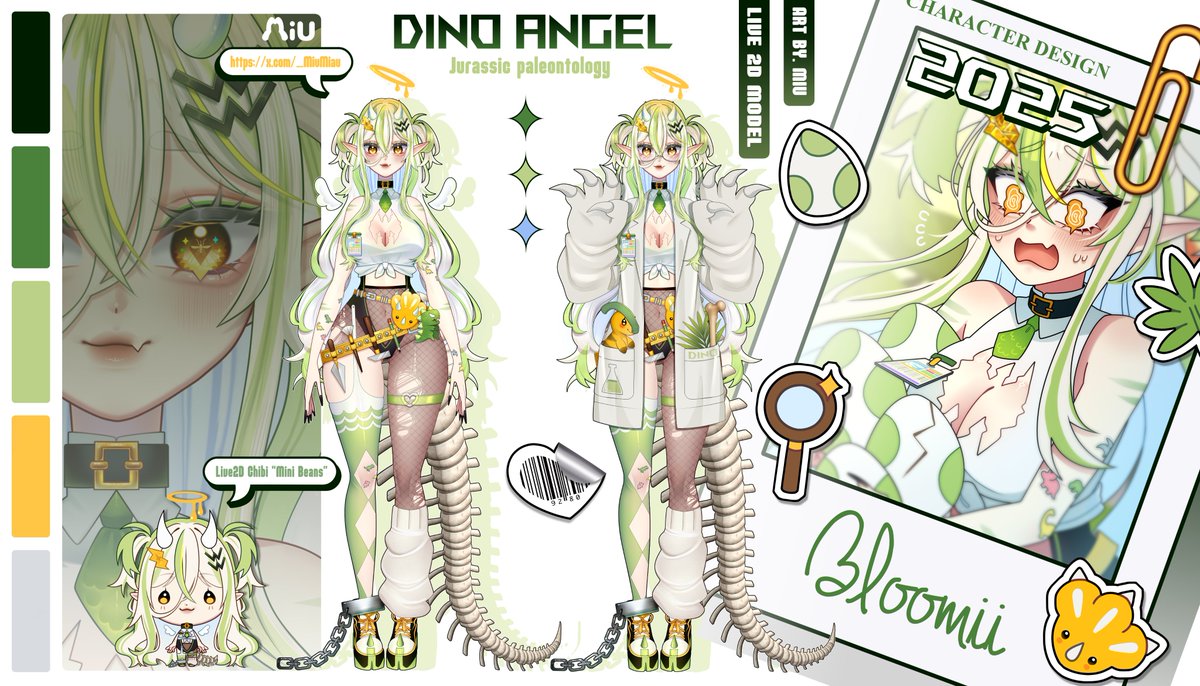 xbloomii's tweet image. Hii im Bloomii ๐ฆ๐ซyour resident dino angel + chaotic paleontologist!
Digging up fossils & hearts since the Jurassic ๐ฑ๐
Hereโs my ref sheet, please handle with care, itโs prehistoric ๐งฌ
๐ lab note: subject Bloomii squeals at fossils & compliments.
