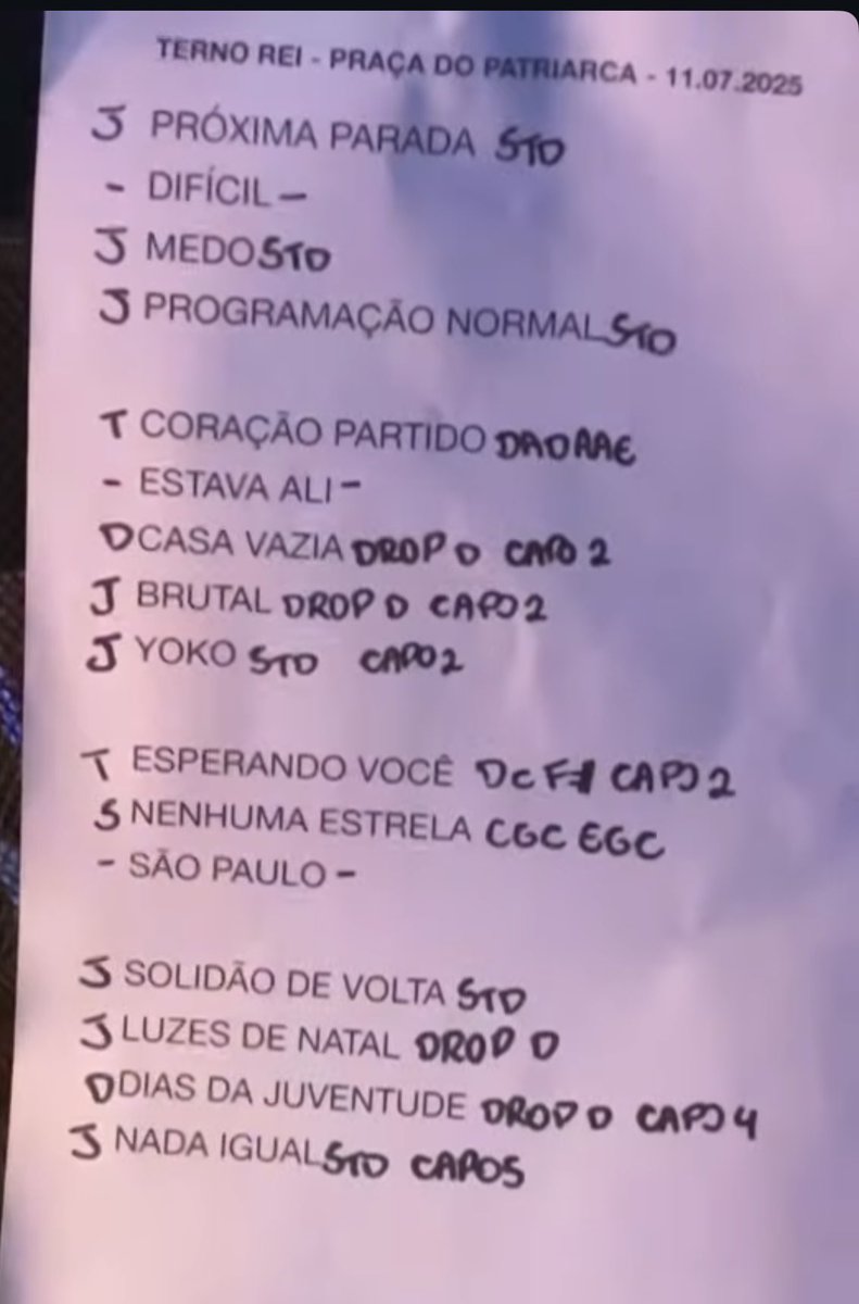 ternoreiinfo's tweet image. 📄 Setlist Terno Rei na Semana Do Rock (SP)
#NenhumaEstrelaTour