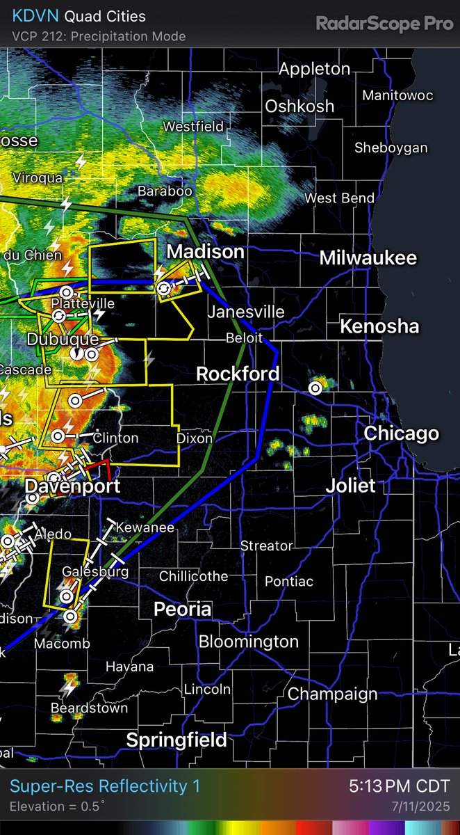 MorganKolkmeyer's tweet image. #BREAKING Tornado Watch issued for the area until 11pm. Attaching a current radar view so you can see the severe storm warnings and tornado warnings moving into northwestern IL now (5:16pm) @WGNMorningNews @WGNNews