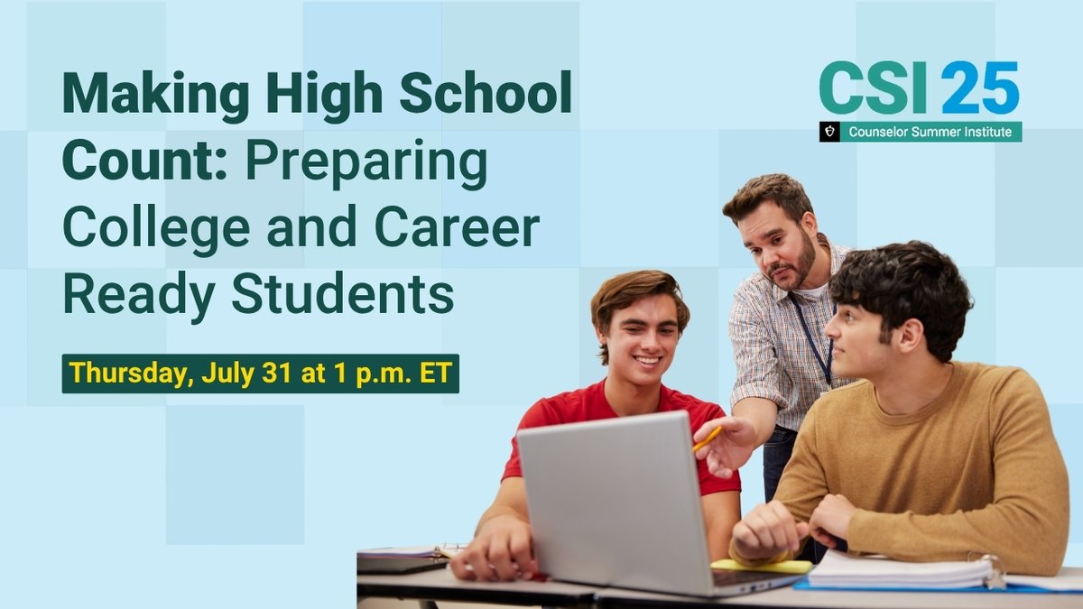 CollegeBoard's tweet image. Counselors! Join us for an engaging discussion on the perception of college value and the relevance of high school education. This session will delve into how high school experiences can better align with postsecondary opportunities and exciting new pathways.
July 31, 2025, at…