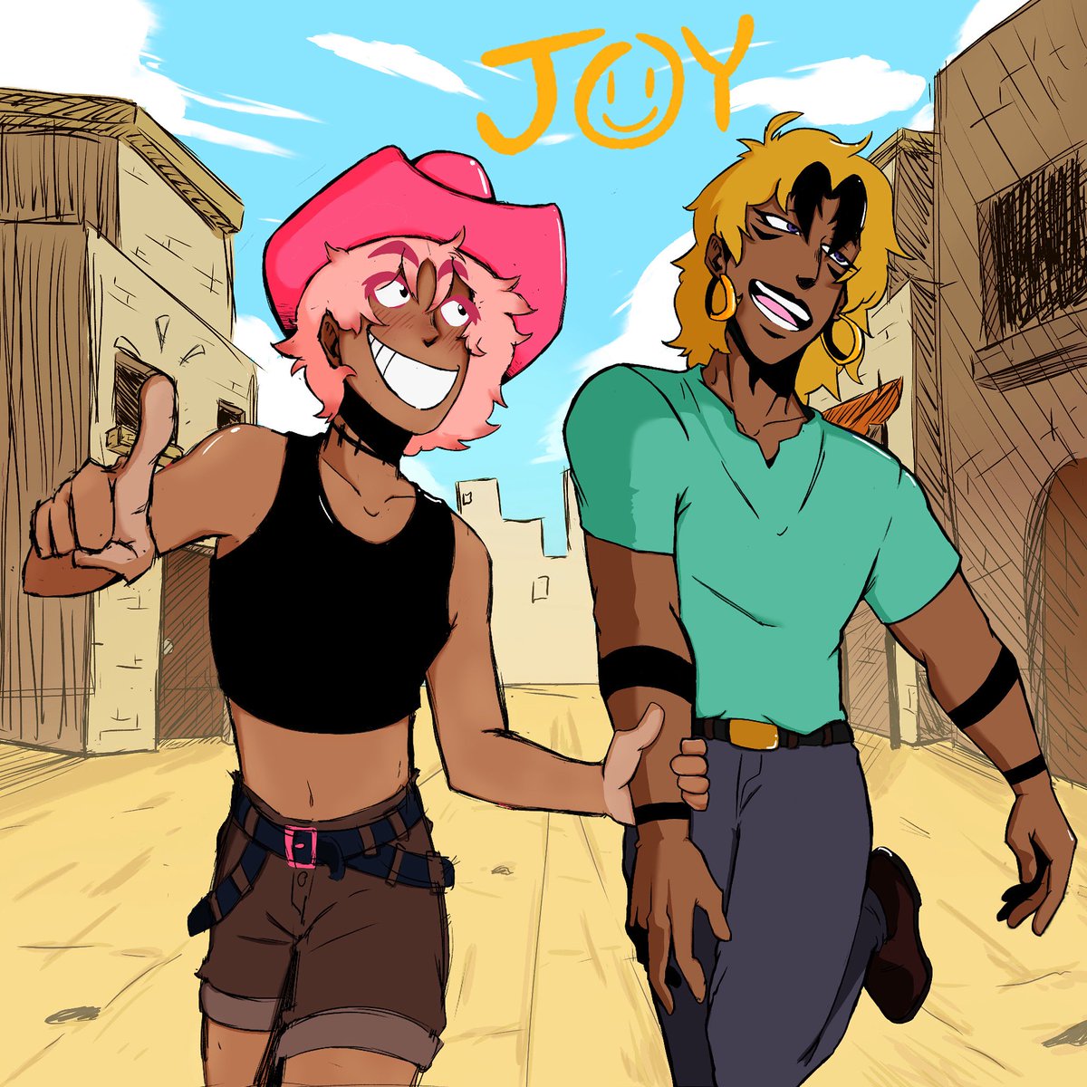 Just wanted to post this finished art of my gay OC’s Apollo and Ata, aren’t they cute together 🤭