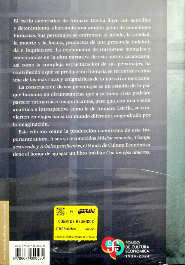Mi siguiente lectura, Cuentos reunidos, de Amparo Dávila. Os la recomiendo ampliamente.

#Arte #Literatura #RecomiendoLeer #AutorasMexicanas  #Terror #Misterio #Psique #CuentoFantástico