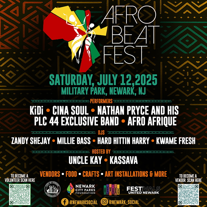 CityofNewarkNJ's tweet image. 🎉 #AfroBeatFest2025 ✨
Biggest celebration of #African #music, #art, #food, and #culture in #NewarkNJ!
📅 Saturday, July 12, 2025
🕛 10:00 AM – 10:00 PM
📍 Location: Military Park, 51 Park Place
#Free
#CelebrateAfrica #FestivalsUnitedNewark #NewarkCityParks
#SummerFunInNewark