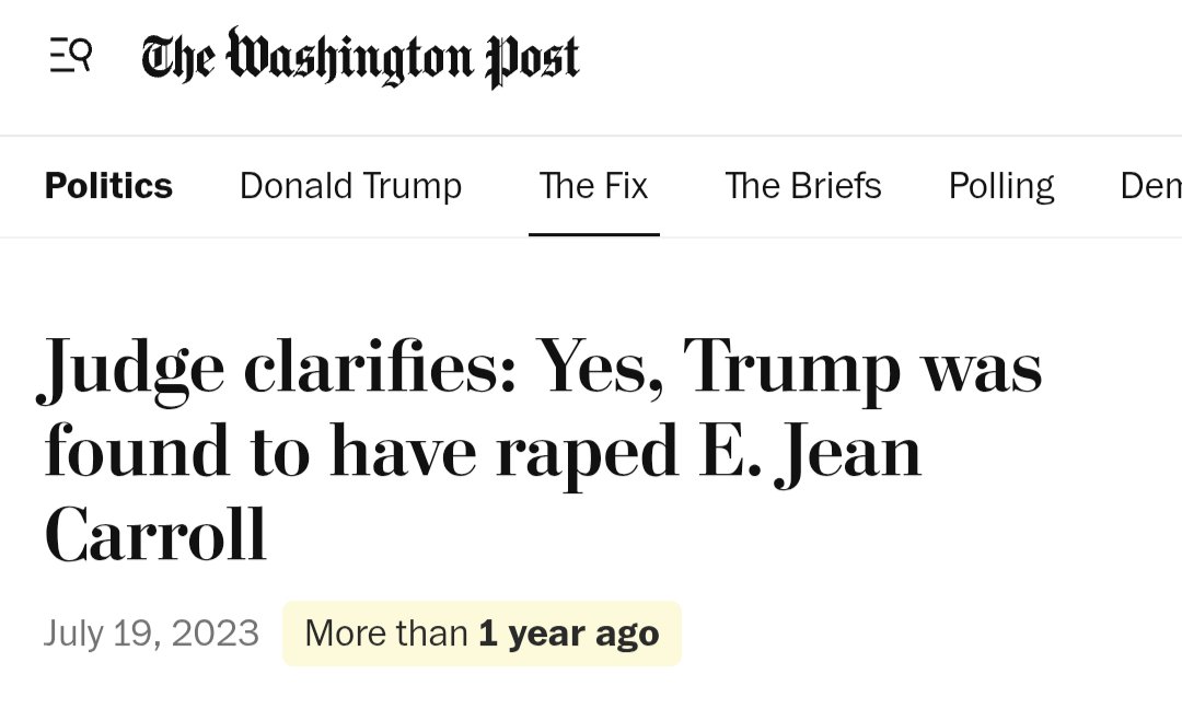stop tRumpnado 🇺🇦 (@trumpnado2016) on Twitter photo <a href="/WUTangKids/">Wu Tang is for the Children</a> Judge clarifies: Yes, Trump was found to have raped E. Jean Carroll. <a href="/WUTangKids/">Wu Tang is for the Children</a> Judge clarifies: Yes, Trump was found to have raped E. Jean Carroll.