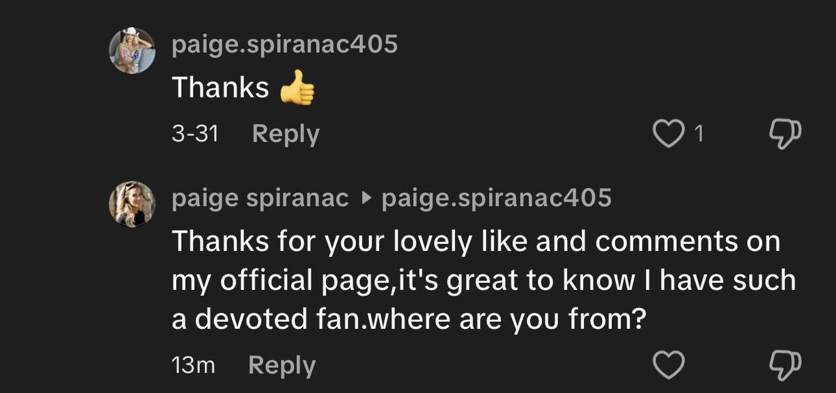 PaigeSpiranac's tweet image. Fake me responding to another fake me lol I feel like they could make a black mirror episode about impersonating accounts because it’s out of control