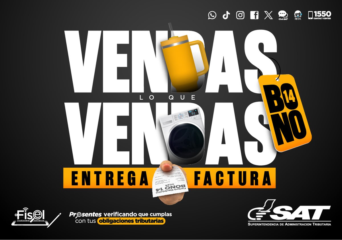 🧾✅ ¡Entrega factura!
Vende más y vende con responsabilidad con el Bono 14.