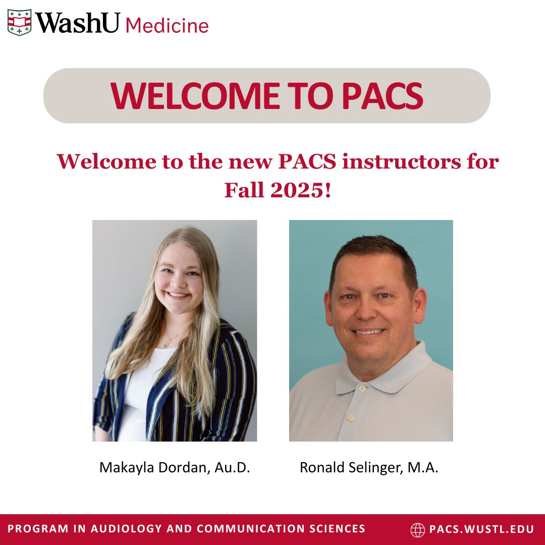 WashUPACS's tweet image. We are pleased to announce Makayla Dordan as the instructor for Counseling for Audiology during the summer session and Ron Selinger as the instructor for Sign Language III this fall. Both bring valuable experience to our programs. Welcome! #audiology #deafeducation #WashUmedicine