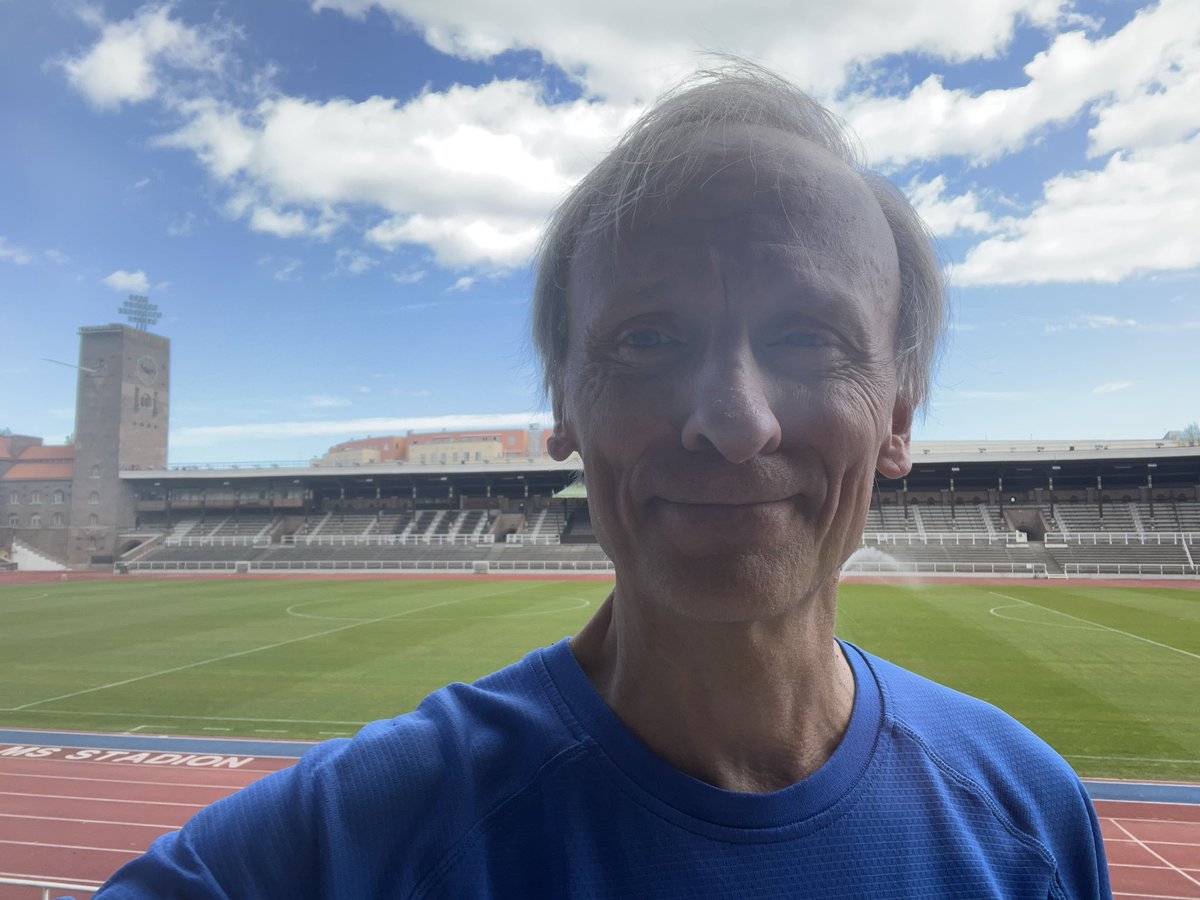 RunningManLNK's tweet image. Stockholm’s 1912 Olympic Stadium is open to the public, so of course I had to run there.  I always keep my running gear in my carry-on ‘cause that’s all I need.