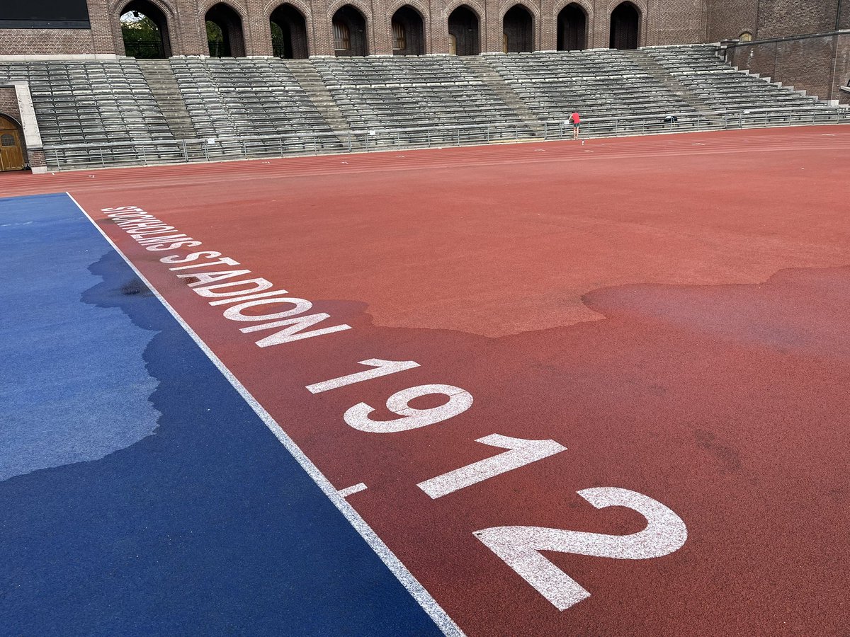 RunningManLNK's tweet image. Stockholm’s 1912 Olympic Stadium is open to the public, so of course I had to run there.  I always keep my running gear in my carry-on ‘cause that’s all I need.