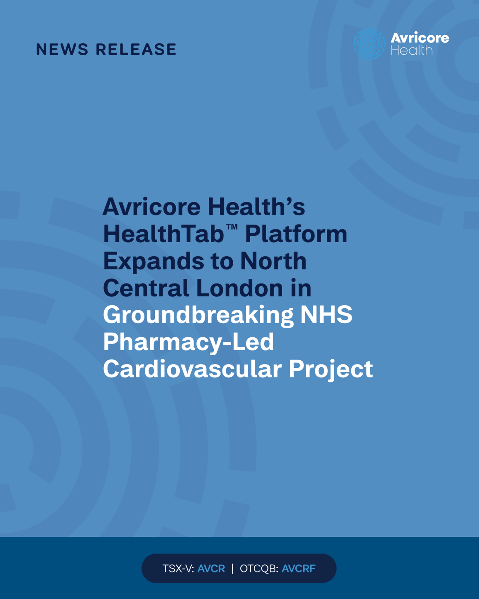📣 We're pleased to announce HealthTab's expansion into pharmacies in North Central London—marking the second NHS ICB to join the initiative targeting health inequalities through cholesterol screening.

Read more: bit.ly/4nCUDpH $AVCR #stocks #healthtech