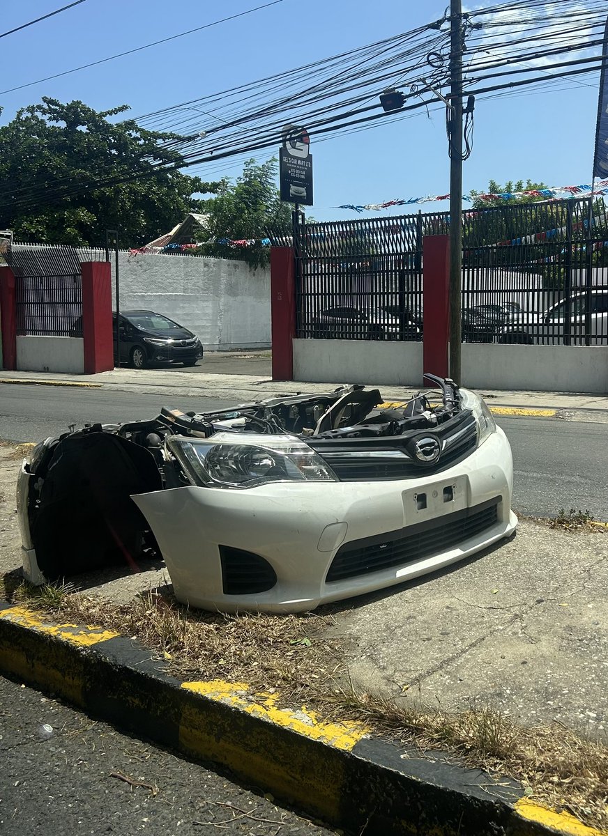 Does this look unusual to you? In the middle of a main road. Not in Kingston, Jamaica. Nothing is unusual, man.