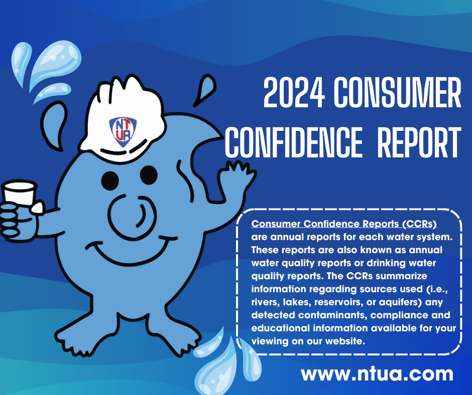 NTUAUtilities's tweet image. The annual 2024 Consumer Confidence Reports - water quality reports - are now available for your viewing on our website. Click the direct link: ntua.com/2024-ccr.html for the water quality report of your community water system. #NavajoUtilities
