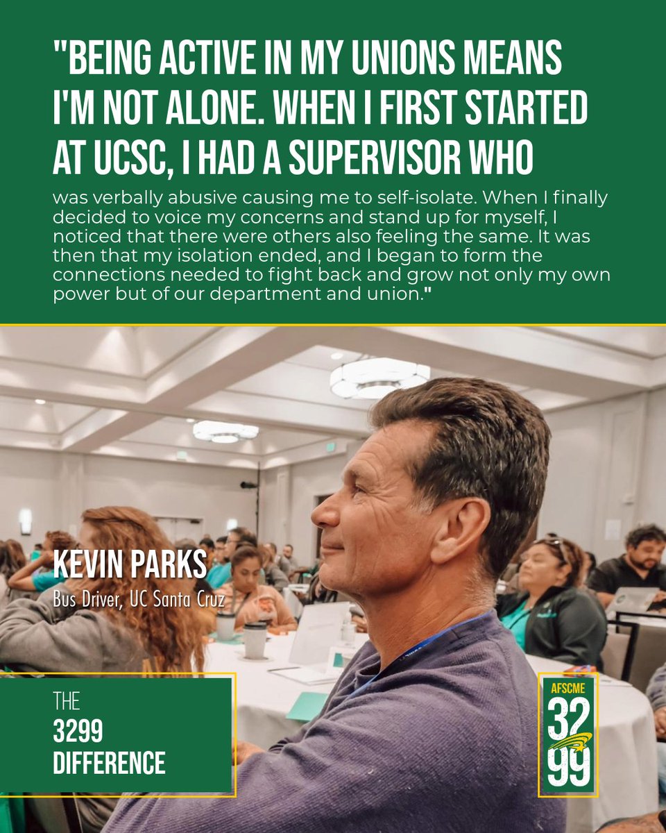 afscme3299's tweet image. Through our union solidarity Kevin found community, courage, and power!
#3299difference #3299strong #afscme3299 #afscme #solidarityforever #werunuc #unionworker #laborunion #labormovement #UCworkers