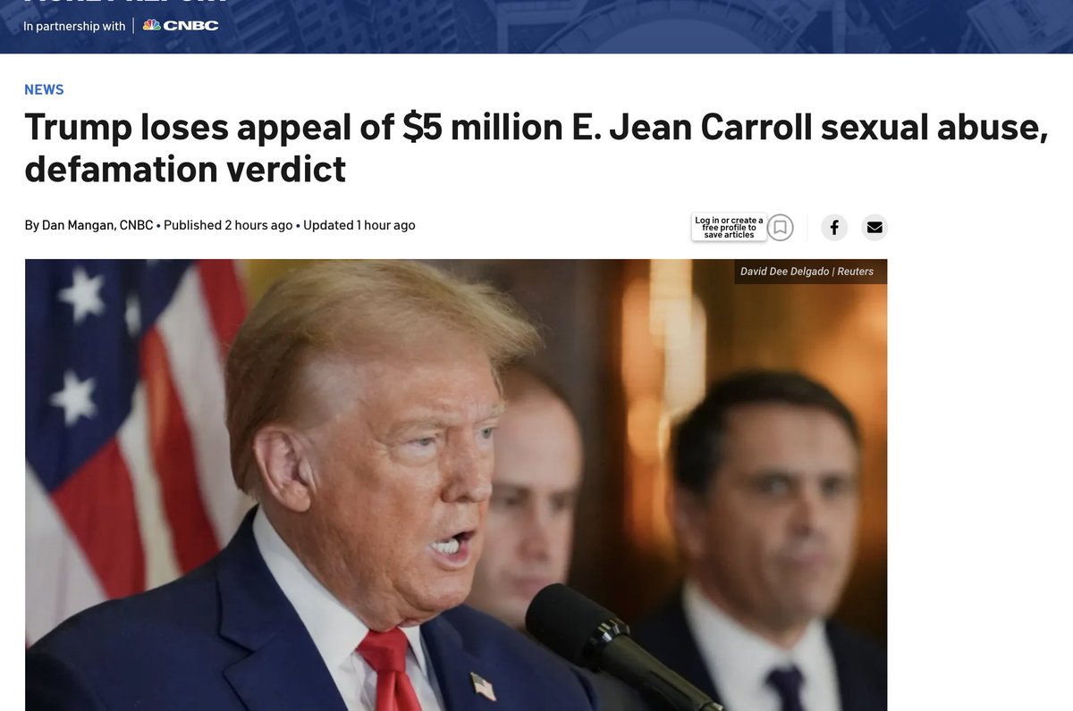 Trump loses appeal in the E. Jean Carroll case. Think he will ever do the right thing and pay up?