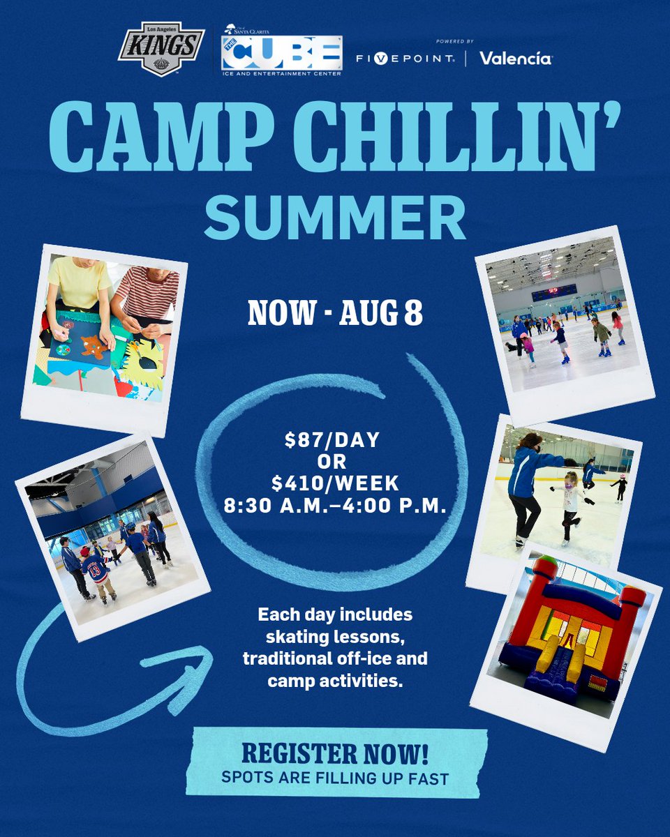 TheCube_SC's tweet photo. Camp Chillin’ is in session! Our kids' daycamp camp is the COOLEST way for kids to spend the break! 

📍 For ages 5–11
📅 Now through August 8
🕗 8:30 A.M – 4:00 P.M.
💲$87/day or $410/week

Don’t miss out! Register today at https://t.co/nkoWqa0GO6. https://t.co/ZZQo2iOEdn