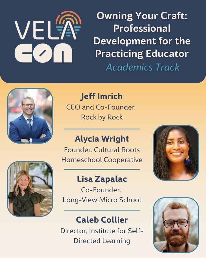 VELAorg's tweet image. ✨ VELA Con programming showcase | Academics track: “Owning Your Craft: Professional Development for the Practicing Educator” featuring Jeff Imrich, Alycia Wright, Lisa Zapalac and Caleb Collier.
---
VELA Con is a national conference for bold founders who are building a future…