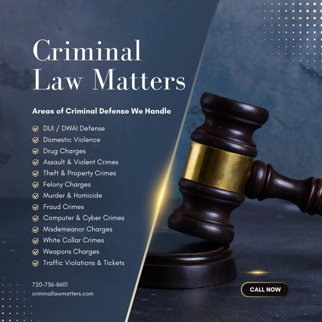William93057150's tweet photo. We provide strong legal defense for all types of criminal charges, protecting your rights and working toward the best possible outcome.

#CriminalLaw #DefenseAttorney #LegalHelp #ColoradoLaw #DUIDefense #DrugDefense #FelonyDefense #CourtHelp https://t.co/6z6QxQvEdQ