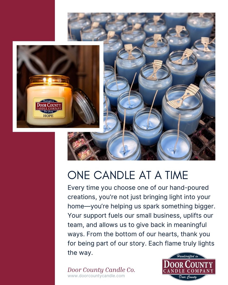 When you shop our candles, you give back. A portion of every sale supports causes close to our hearts—from local needs to national impact.#candlescreatingchange #candleshop #doorcounty #travelwi #travelwisconsin #doorcountywisconsin #handpouredcandle #handmade #shopsmall