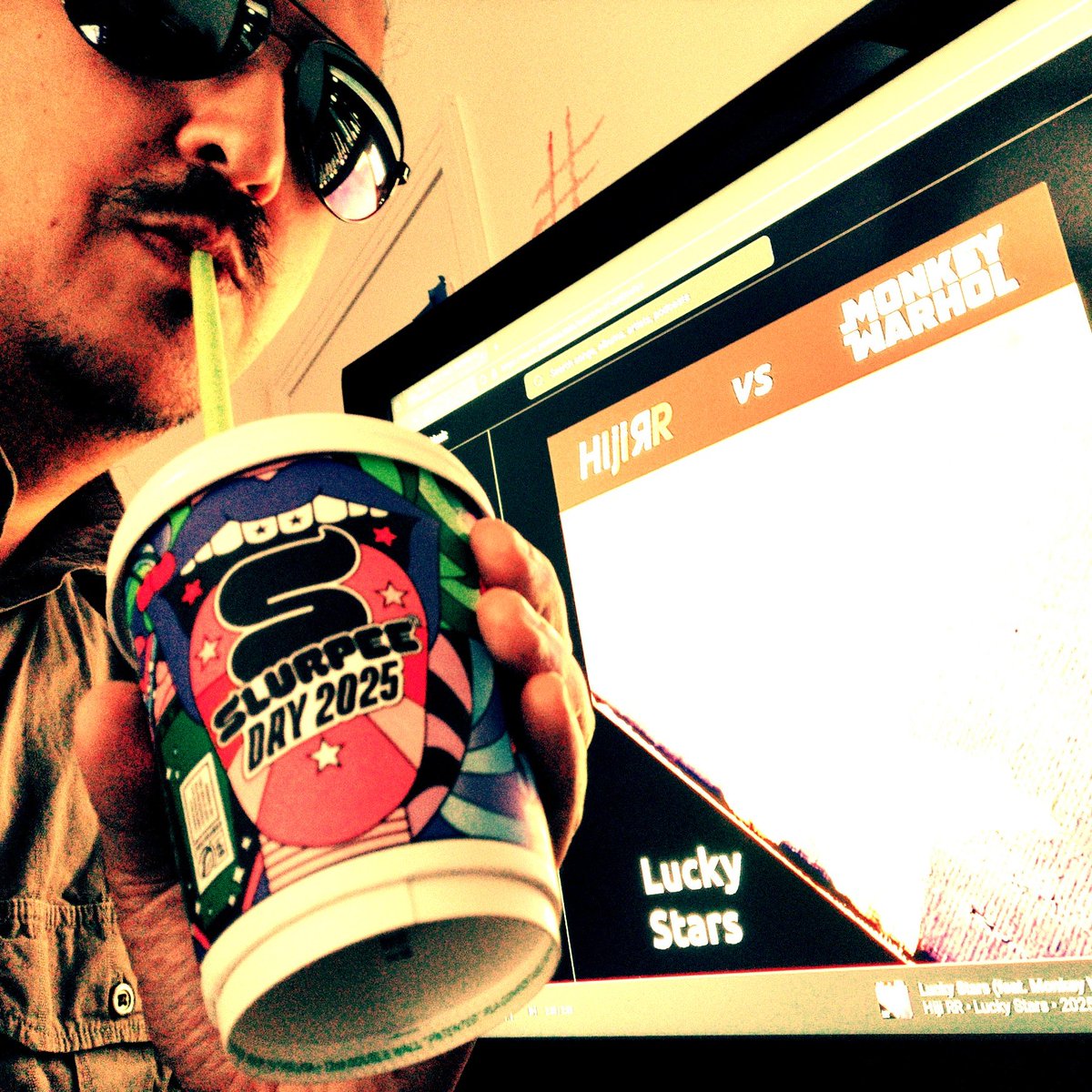 Celebrating the release of "Lucky Stars" with a Slurpee. You should celebrate too. WATCH: hijirr.com/?utm_source=x #newmusic #SlurpeeDay #7ElevenDay #FreeSlurpeeDay #alternativemusic <a href="/slurpee/">Slurpee</a> <a href="/7eleven/">7-ELEVEn</a>