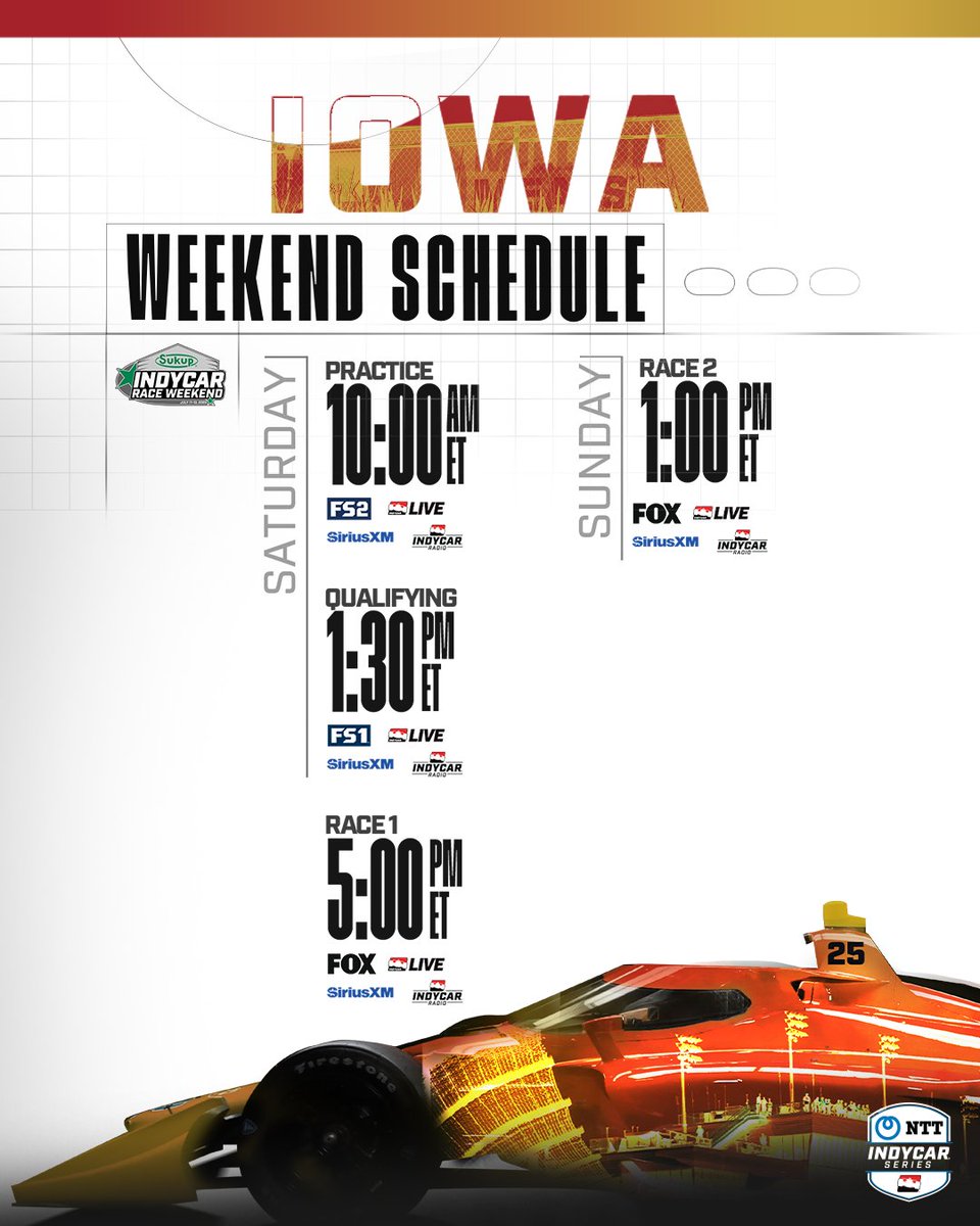 detroitgp's tweet image. UPDATE: Due to ongoing inclement weather, all on-track activity at @iowaspeedway has been canceled for today with updates to Saturday's schedule! @INDYCAR practice now begins at 10AM ET, followed by qualifying and Race 1 of the doubleheader.
@indycaratiowa
#INDYCARatIowa