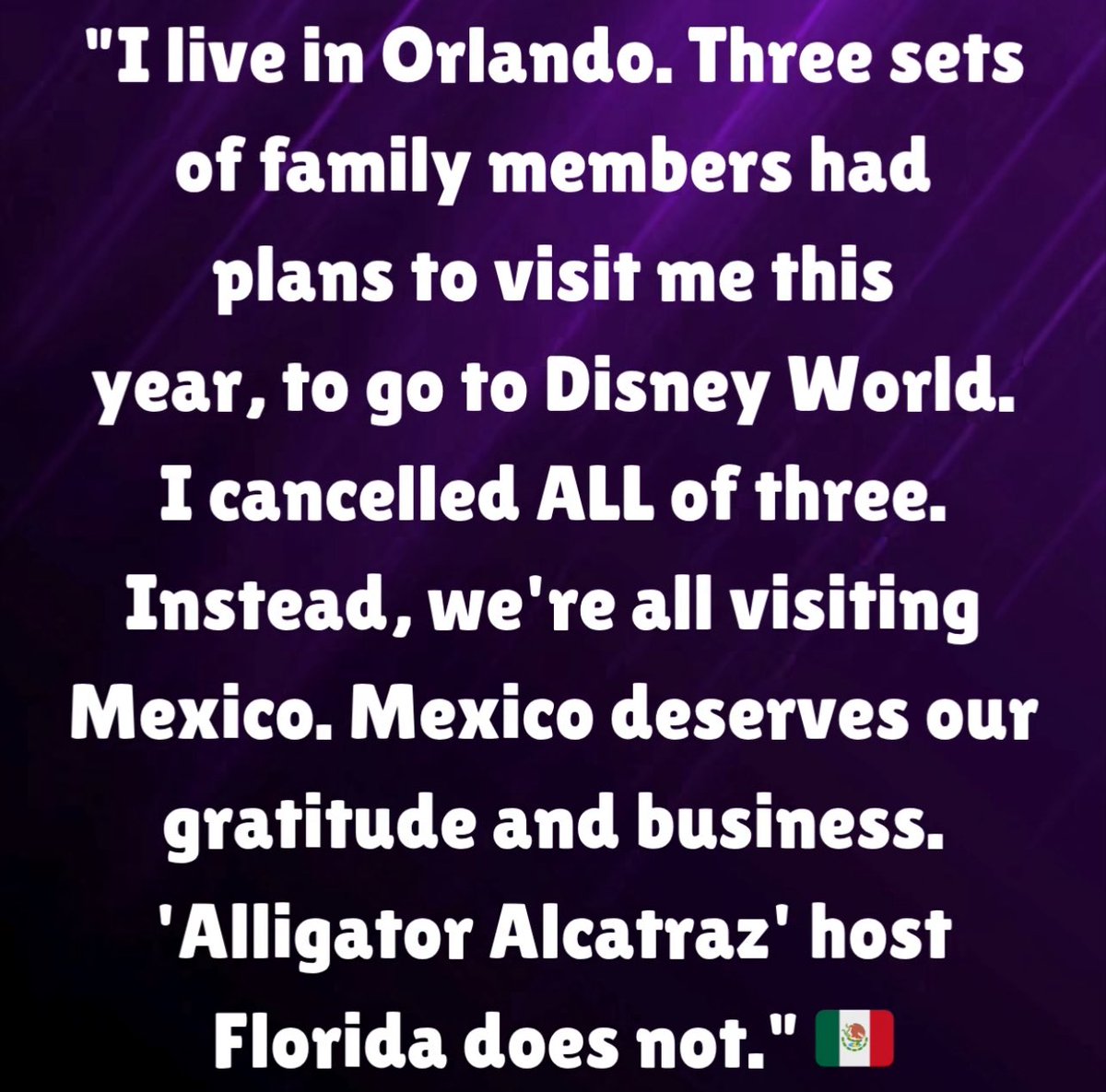 Let’s double down on staying OUT of all states that promote racism, violence, and hatred- especially Florida, home of Pam Bondi, Marco Rubio, pedo Matt Gaetz, Medicare fraudster Rick Scott, Nazi Jr Ron DeSantis and Trump.
Offer includes Texas, Alabama, Mississippi and Louisiana.