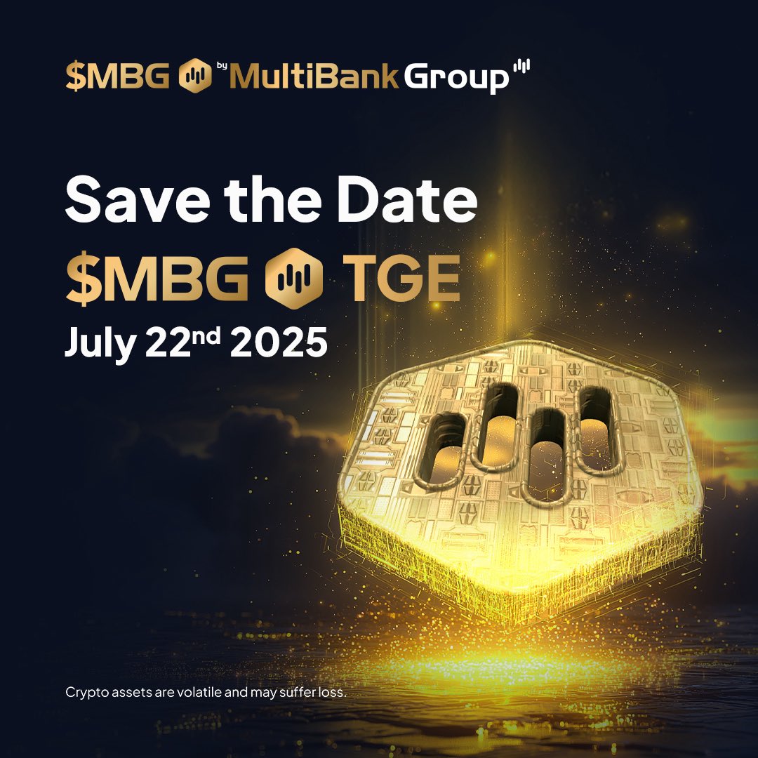 Via Trader (@via__trader) on Twitter photo The $MBG Token Generation Event (TGE) is confirmed for July 22!
First Pre-Sale kicks off on July 15
Who's ready for <a href="/multibank_io/">MultiBank.io</a> ? The $MBG Token Generation Event (TGE) is confirmed for July 22!
First Pre-Sale kicks off on July 15
Who's ready for <a href="/multibank_io/">MultiBank.io</a> ?