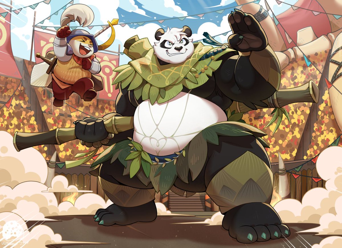 I make another fanart for contest hehe~ This time I draw this cute panda Pang in the arena~ I like how he's a martial artist with bamboo stick 🐼🎍
#EchoesofDissent #AFKジャーニー #AFKJourney #AFK새로운여정 #Esperiart