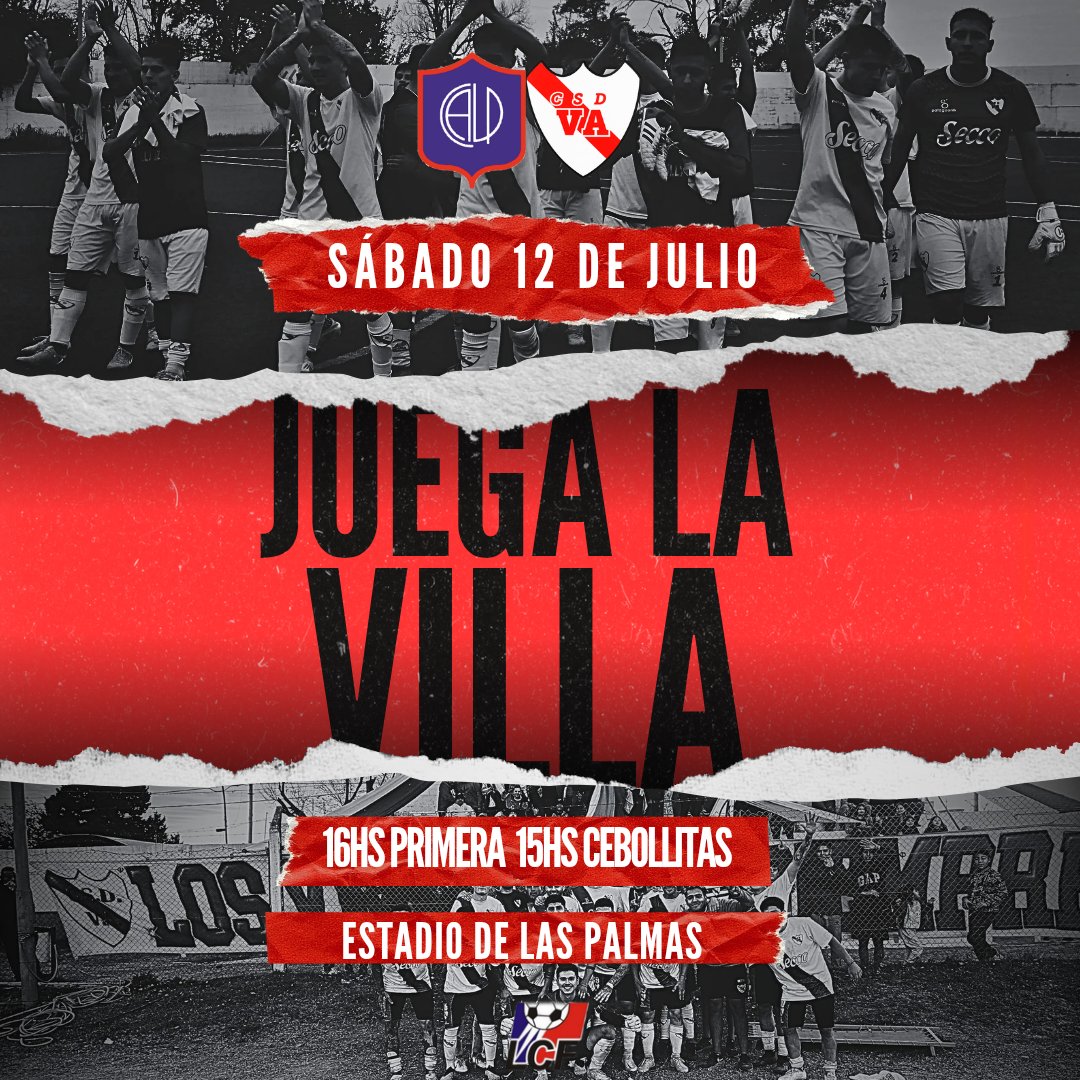 VillaAzalaiss's tweet photo. JUEGA LA VILLA❤️

🆚️ Las Palmas
🗓 12 de julio
⏰️ 15hs cebollitas y 16hs primera
🏟 Estadio de Las Palmas
‼️ SIN PÚBLICO VISITANTE 

#VillaAzalaisSomosTodos #VillaAzalais #Fútbol #LCF https://t.co/M8iGEWgyji