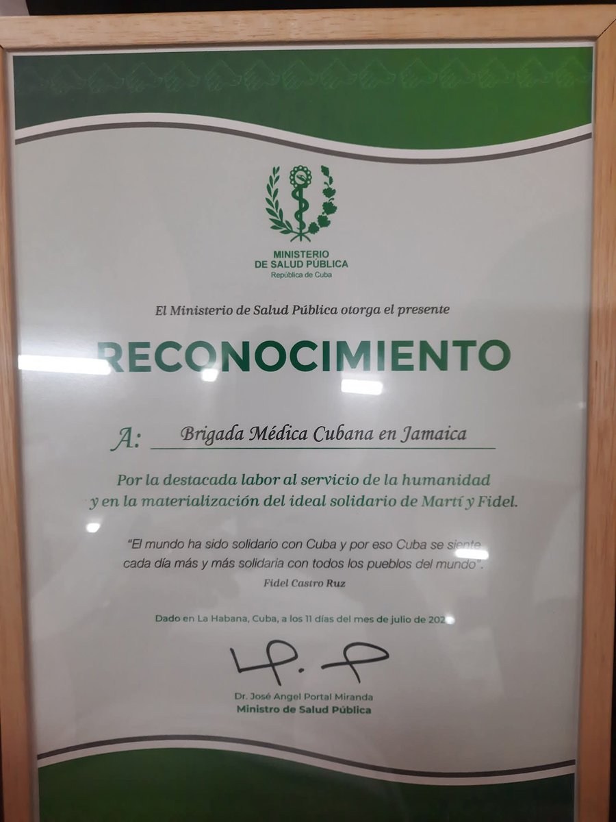 EmbaCuba Jamaica (@embacubajamaica) on Twitter photo Congratulations to members of <a href="/CubacooperaJa/">Cubacoopera Jamaica</a>, who were recognised as outstanding during the Annual Meeting of Heads of Medical Missions held in Havana.
New motivation to continue contributing to the well-being of the brotherly Jamaican people.
#CubaCoopera 🇨🇺🇯🇲 Congratulations to members of <a href="/CubacooperaJa/">Cubacoopera Jamaica</a>, who were recognised as outstanding during the Annual Meeting of Heads of Medical Missions held in Havana.
New motivation to continue contributing to the well-being of the brotherly Jamaican people.
#CubaCoopera 🇨🇺🇯🇲