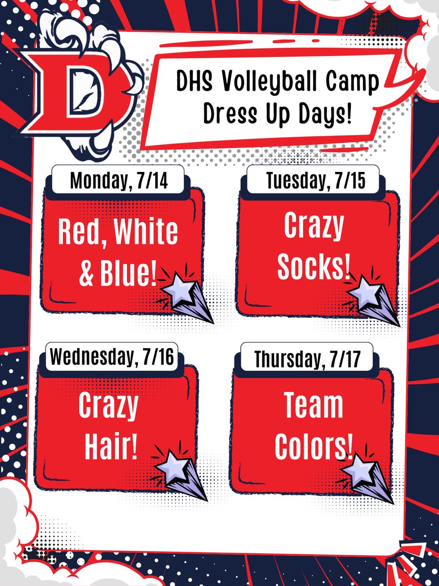 Dawsonvball's tweet image. We can’t wait to have your players at Dawson Volleyball Camp on Monday! 🤩 @DawsonHighSchl