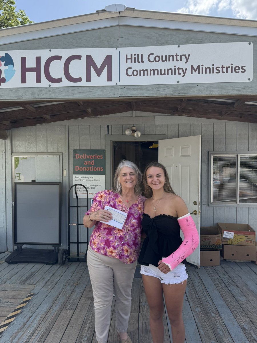 75 lbs of donations and a $1,000 check to help our partners Hill Country Community Ministries support the flood victims in our community! Grateful to be able to help others in time of need ❤️