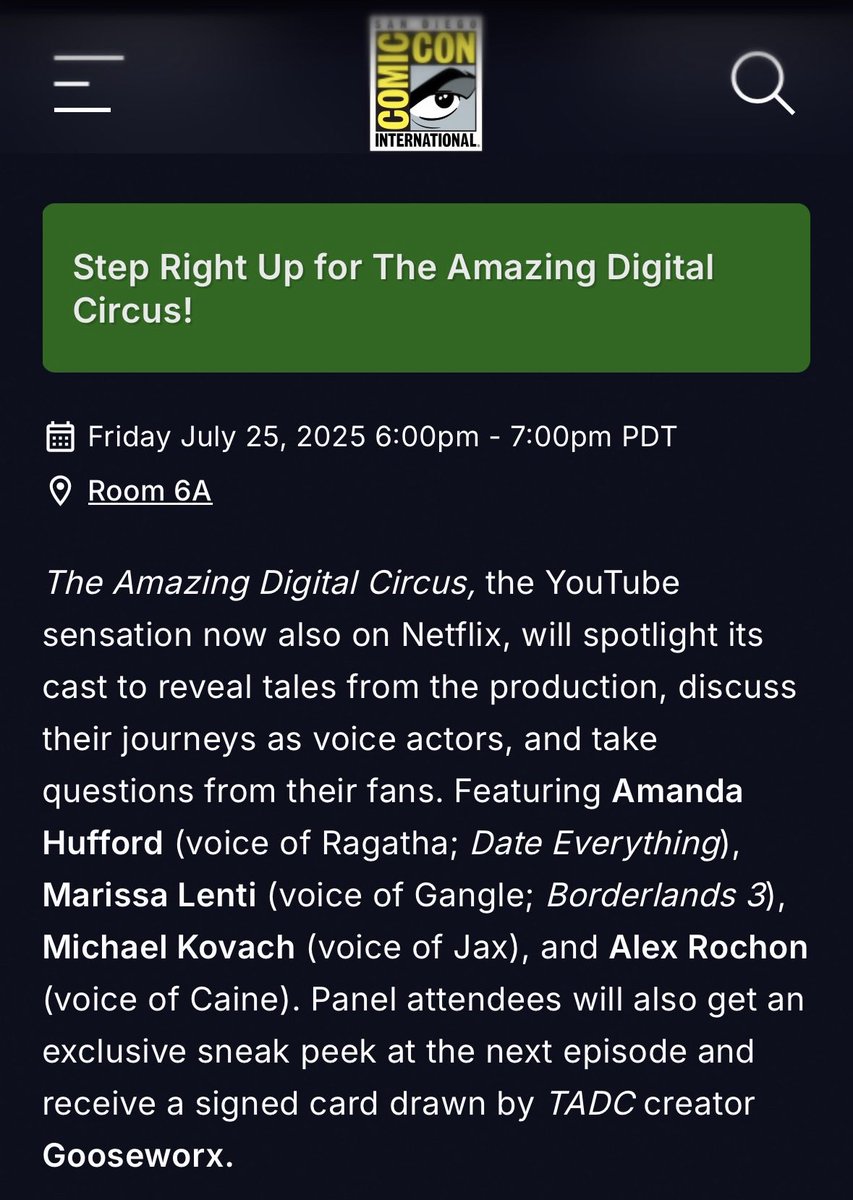 🦷👁️Alex Rochon👁️🦷 (@alexrochonva) on Twitter photo Guys. This is a dream come true.
I’m going to SAN DIEGO COMIC CON!!
You can see me, <a href="/kovox/">Michael Kovach</a>, <a href="/JustTheClippy/">Amanda Hufford</a>, and <a href="/MarissaLenti/">Marissa Lenti</a> there - we’ll be hosting a panel, which will feature a sneak peak of Digital Circus Episode 6!! Guys. This is a dream come true.
I’m going to SAN DIEGO COMIC CON!!
You can see me, <a href="/kovox/">Michael Kovach</a>, <a href="/JustTheClippy/">Amanda Hufford</a>, and <a href="/MarissaLenti/">Marissa Lenti</a> there - we’ll be hosting a panel, which will feature a sneak peak of Digital Circus Episode 6!!