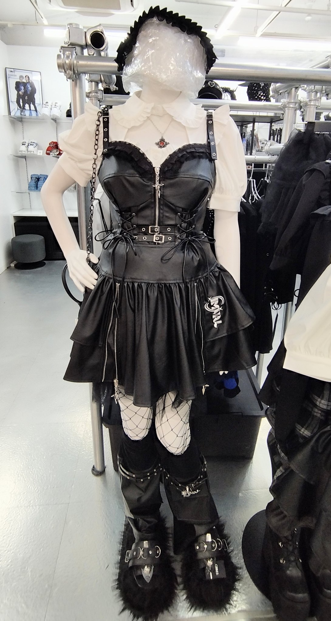 ワンピース QOOZA IMVAL Harness Leather Dress IMVAL / Frill Leather Dress [BLK]（QOOZA【クーザ】 on X