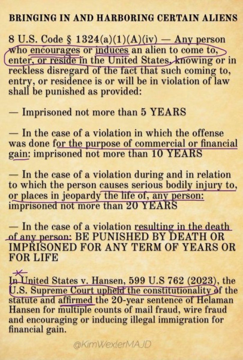 🇺🇸Steven4Trump🇺🇸 (@realstevenmck) on Twitter photo <a href="/libsoftiktok/">Libs of TikTok</a> "Any person who encourages or induces an alien to... reside in the United States... shall be punished..." <a href="/libsoftiktok/">Libs of TikTok</a> "Any person who encourages or induces an alien to... reside in the United States... shall be punished..."
