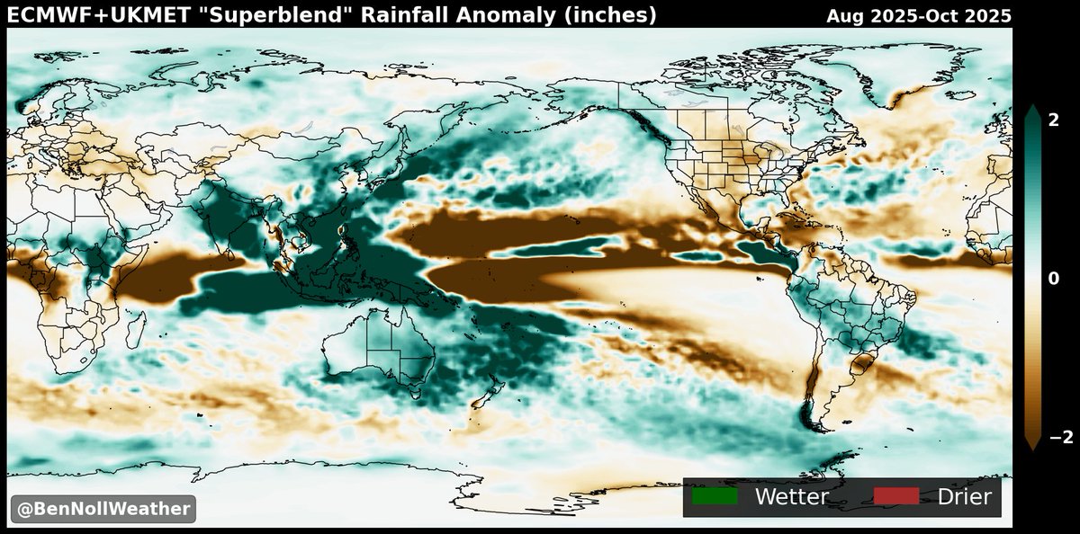 In the coming months, rainfall patterns look enhanced around the warm horseshoe of sea temperatures in the western Pacific, which is a La Niña-like pattern.

That includes Japan, eastern China, Philippines, Indonesia, Australia, New Zealand and some Pacific islands.