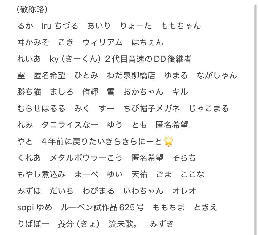 たくさんのカンパご協力ありがとうございました！
お名前抜けや間違いがないかご確認よろしくお願い致します。何かありましたら本日中に当アカウントまでご連絡お願い致します🙇🏻‍♀️