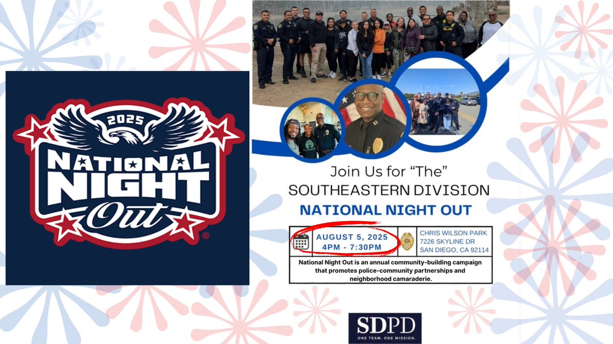 DEASanDiego (@deasandiegodiv) on Twitter photo National Night Out is almost here! Join <a href="/DEASANDIEGODiv/">DEASanDiego</a> <a href="/SanDiegoPD/">San Diego Police Department</a> and more on August 5 for a fun night of #community building and partnership. <a href="/OfficialNNO/">National Night Out</a> National Night Out is almost here! Join <a href="/DEASANDIEGODiv/">DEASanDiego</a> <a href="/SanDiegoPD/">San Diego Police Department</a> and more on August 5 for a fun night of #community building and partnership. <a href="/OfficialNNO/">National Night Out</a>