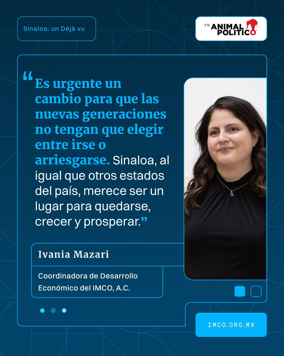 🖊️Sinaloa, al igual que otros estados del país, merece ser un lugar para quedarse, crecer y prosperar. Merece salir del eterno ciclo de violencia.  Merece futuro, no un déjà vu. <a href="/IvaniaMazari/">Ivania Mazari</a> en <a href="/Pajaropolitico/">Animal Político</a>: imco.org.mx/sinaloa-un-dej…