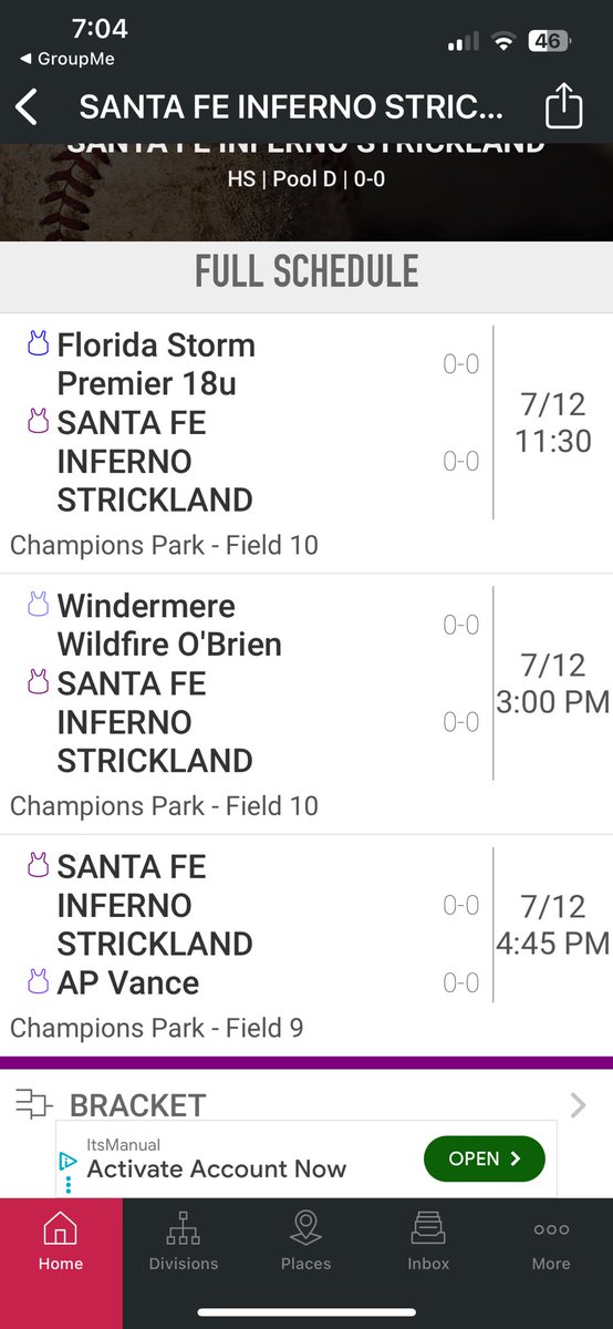 Let’s Gooo 
Schedule for this weekend’s tournament at new Berry Florida!! Come heck us out!! Praying for a safe and fulfilling weekend!!