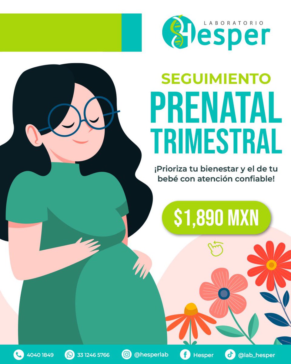 Hesperlab's tweet image. 𝐏𝐫𝐢𝐨𝐫𝐢𝐳𝐚 𝐭𝐮 𝐛𝐢𝐞𝐧𝐞𝐬𝐭𝐚𝐫 𝐲 𝐞𝐥 𝐝𝐞 𝐭𝐮 𝐛𝐞𝐛𝐞́ 𝐜𝐨𝐧 𝐋𝐚𝐛𝐨𝐫𝐚𝐭𝐨𝐫𝐢𝐨 𝐇𝐞𝐬𝐩𝐞𝐫 ✨🤰🏻 

Tu tranquilidad empieza aquí. Nuestro seguimiento prenatal trimestral te acompaña en cada etapa con estudios especializados y ecografías 🩵