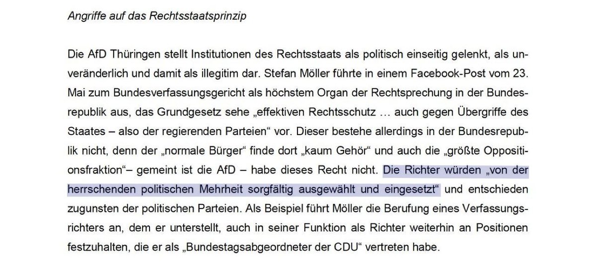 Übrigens zum Thema #Bundesverfassungsgericht und was die größte Gefahr für die Demokratie, der sogenannte #Verfassungsschutz, der AfD vorwirft.