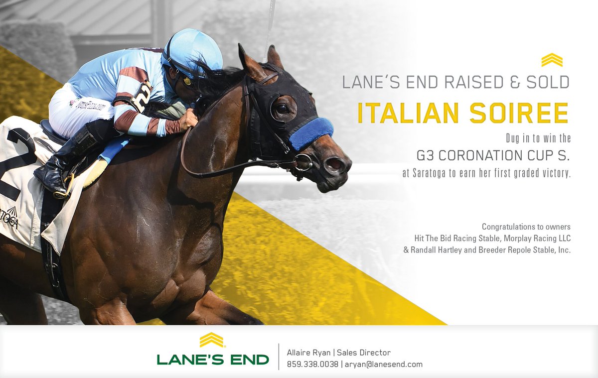 Allaire Ryan (@allairewryan) on Twitter photo Delighted for the connections of this farm graduate! Your next opportunity to secure a <a href="/LanesEndFarms/">Lane's End</a> yearling is <a href="/FasigTiptonCo/">Fasig-Tipton</a> Saratoga 🏇🎪 Delighted for the connections of this farm graduate! Your next opportunity to secure a <a href="/LanesEndFarms/">Lane's End</a> yearling is <a href="/FasigTiptonCo/">Fasig-Tipton</a> Saratoga 🏇🎪