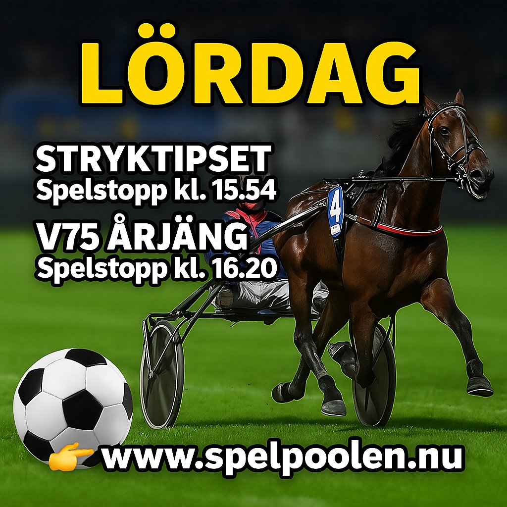 spelpoolen's tweet photo. 🔥 LÖRDAG = DUBBELSPÄNNING! 🔥
Stryktipset med spelstopp kl. 15.54 🕵️‍♂️
V75 Årjäng med spelstopp kl. 16.20 🐎
Spelpoolen är laddade till max – ta rygg på våra andelsspel och var med i jakten på miljonerna! 💰
👇 Säkra din andel innan det är för sent:
👉 https://t.co/pvOi34P7KP https://t.co/xZau5gXXdW